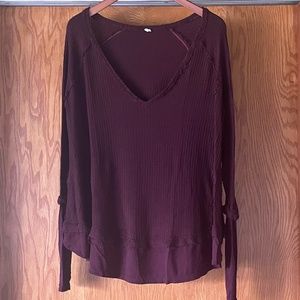 Free People Wine Waffle Knit Tunic Top